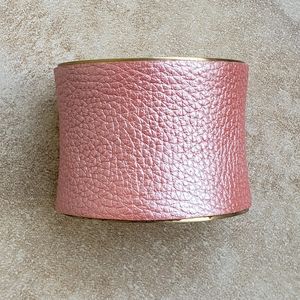 Handmade Embossed Leather Raw Brass Bracelet